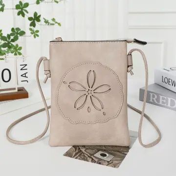 Memories Leather Light Beige Sand Dollar Crossbody Purse