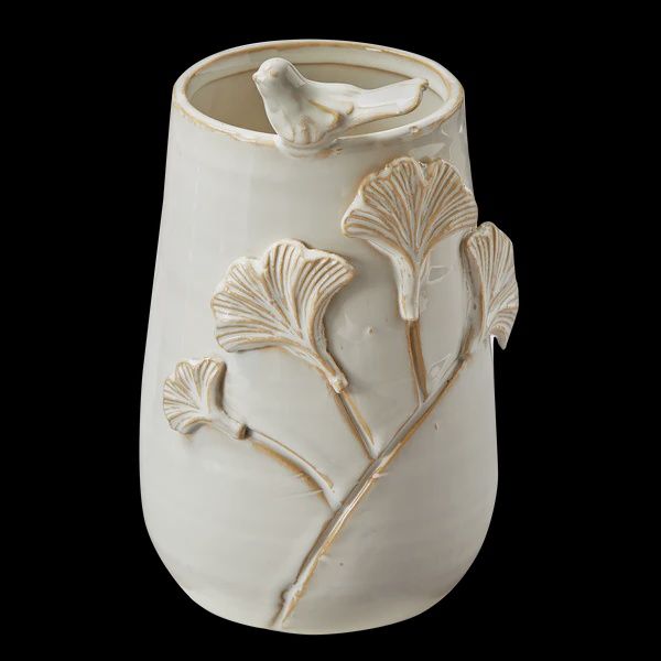 bird vase white