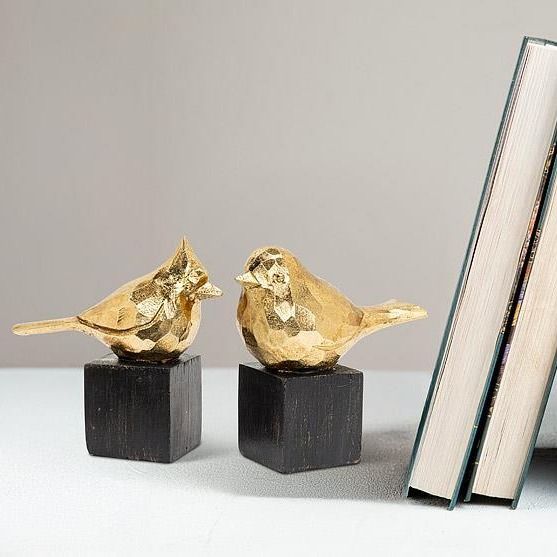 Small Gold Sparrow On Black Base