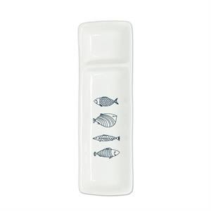 Ceramic Thin Two Section Fish Plate White