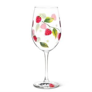 Strawberries &amp; Flowers Wine Glass