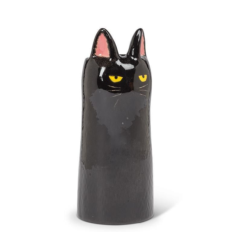 Skinny Black Cat Vase