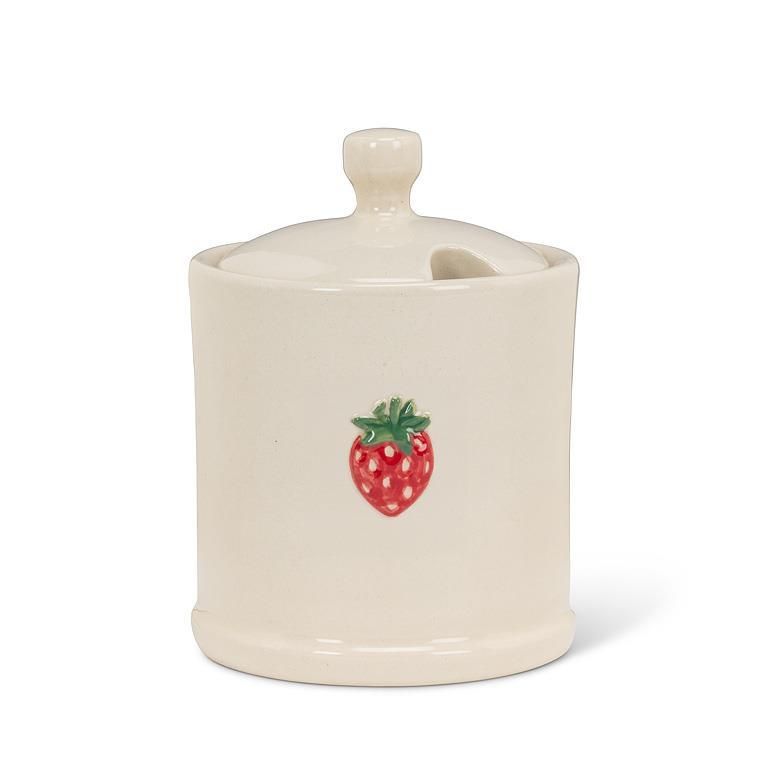 Jar With Lid White Strawberry