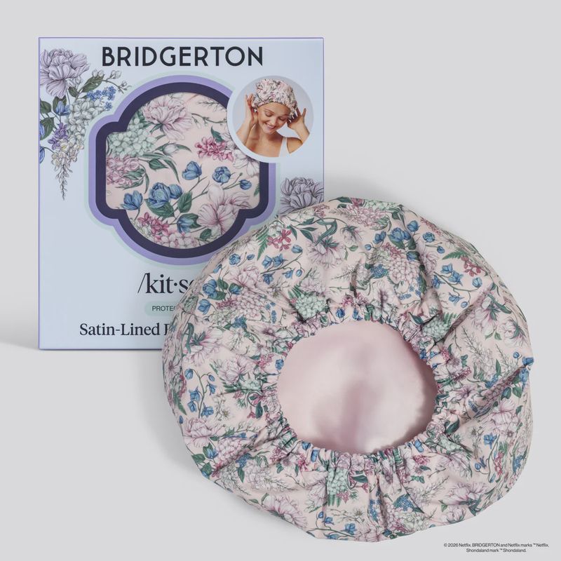 Bridgerton Satin-Lined Flexi Shower Cap in Wisteria