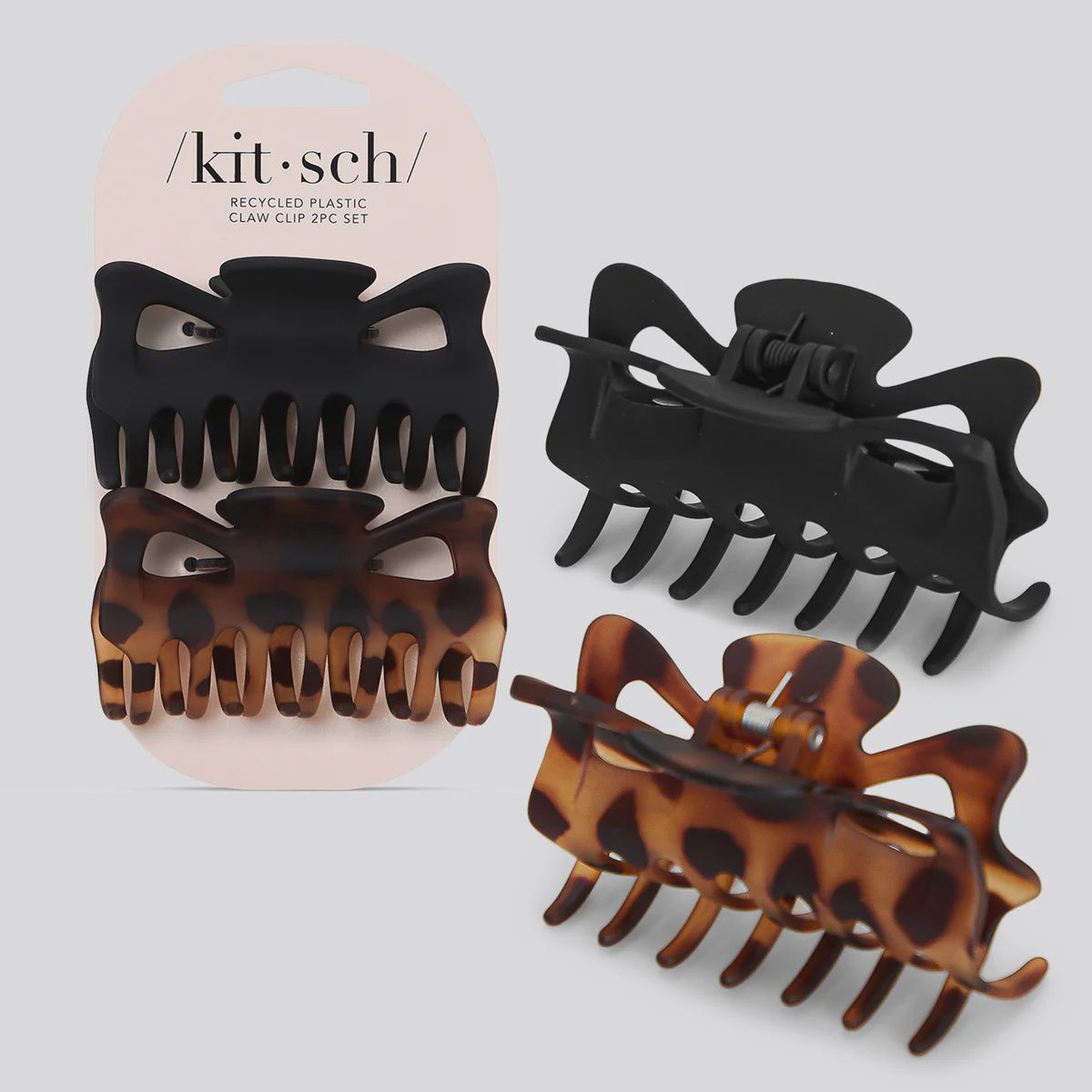 Black &amp; Tort Claw Clips 2pc Set Large