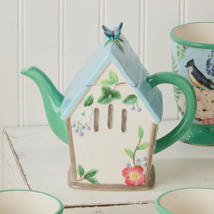 Floral Birdhouse Teapot