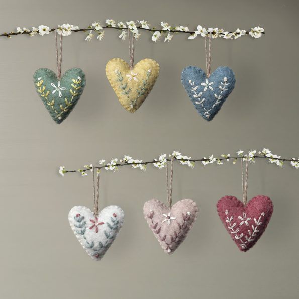 Embroidered Felt Heart Hanger