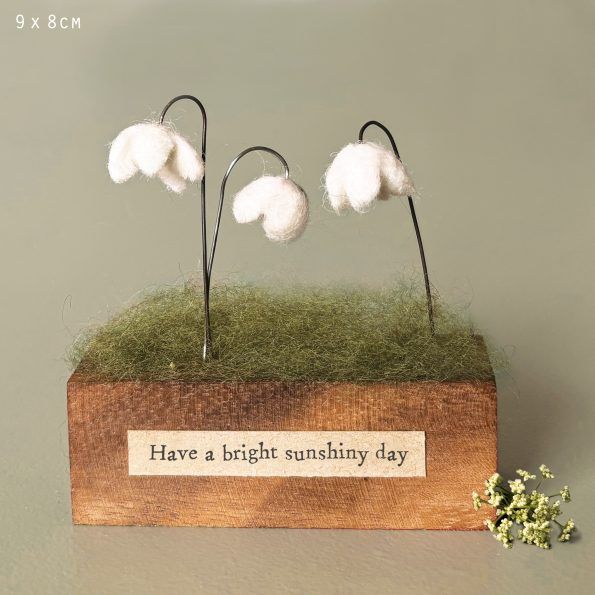 Wood Block With Felt Flowers