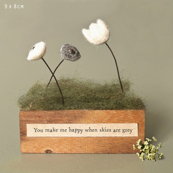 Wood Block With Felt Flowers, DESIGN: Make Me Happy