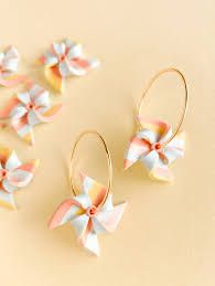 Retro Rainbow Pinwheels Hoop Earrings