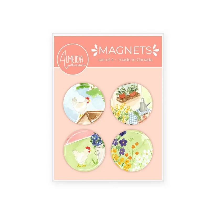 Almeida Illustrations Magnet Set of 4, CHARACTER: Cottage