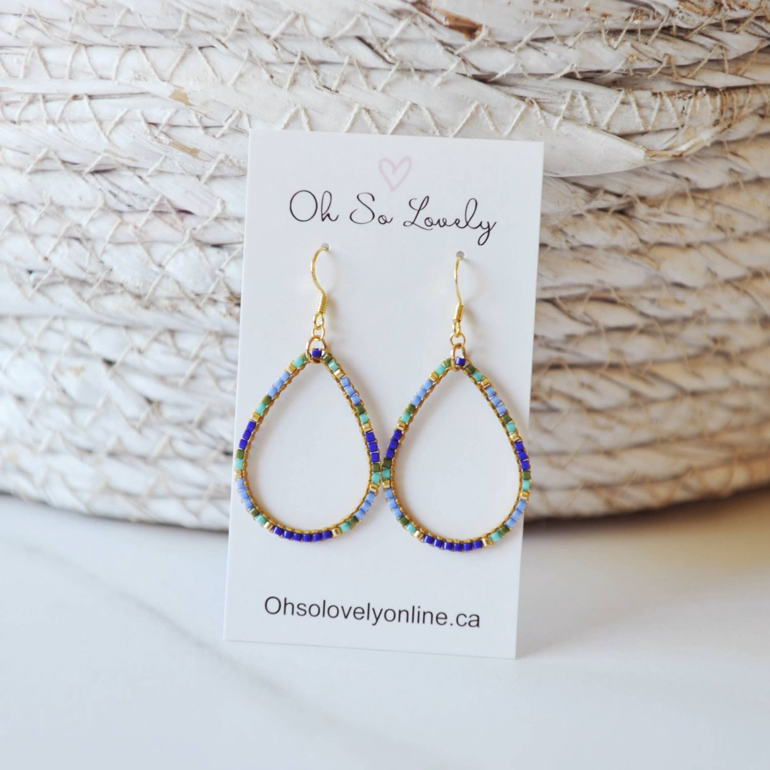 Vera Beaded Teardrop Hoop Earrings