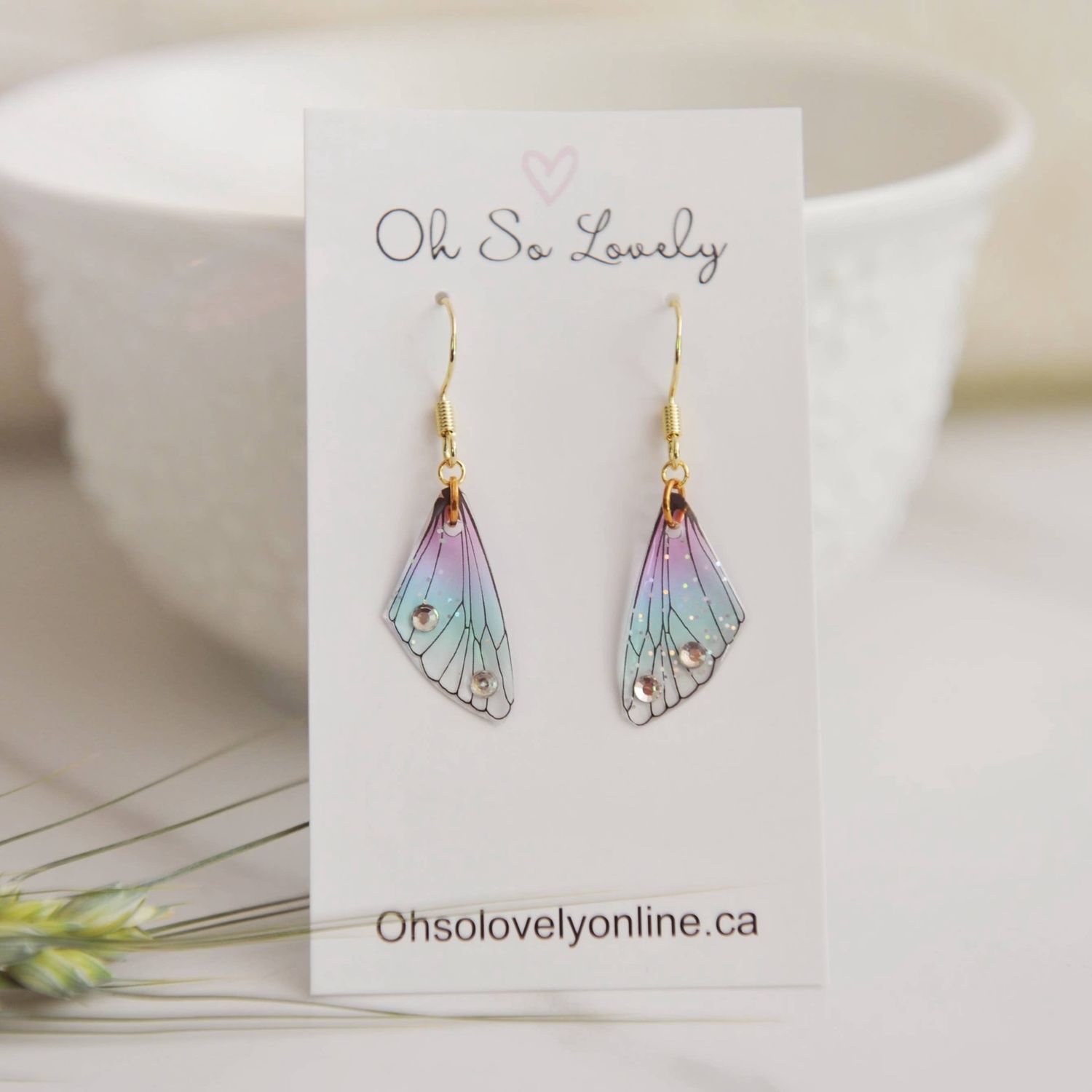 Sparkle Butterfly Wing Earrings, Style 1: Style 1 mini