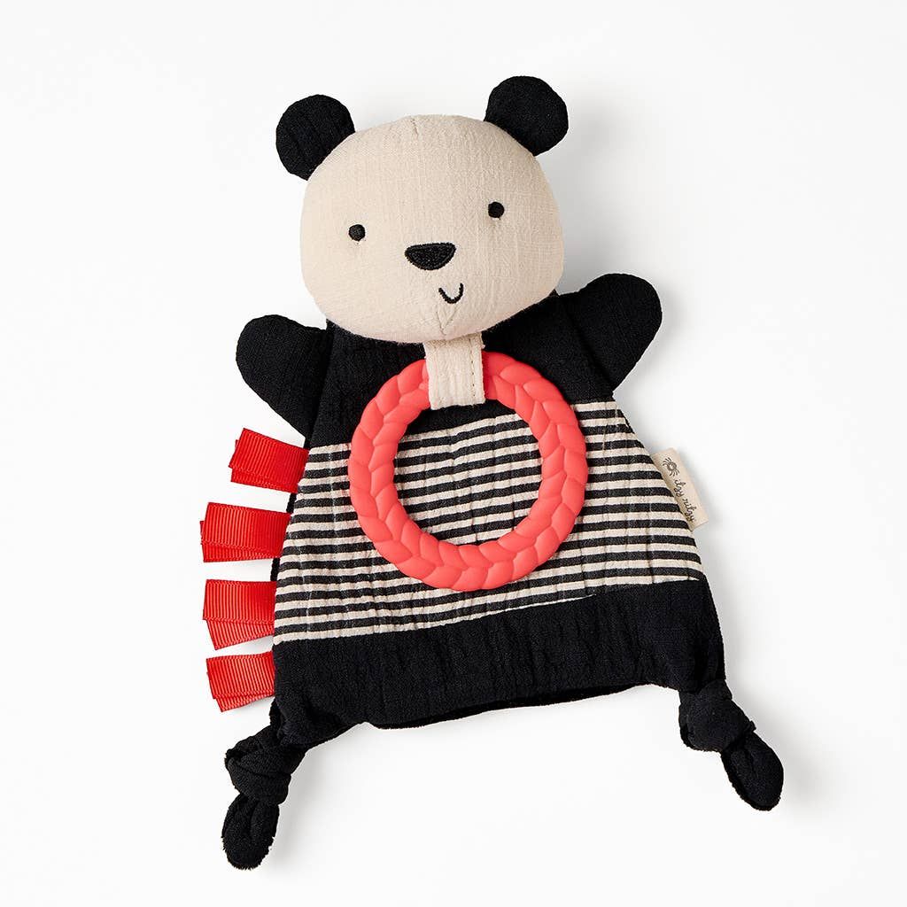 Bitzy Crinkle Sensory Toy With Teether, Style: Panda
