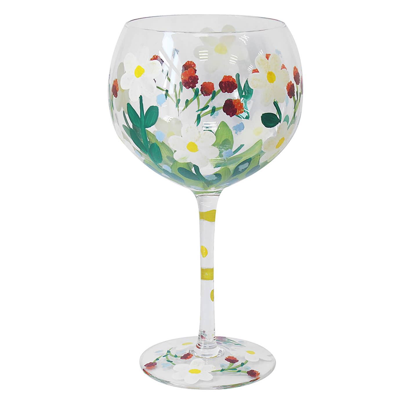 Handpainted Gin Glass Daisies
