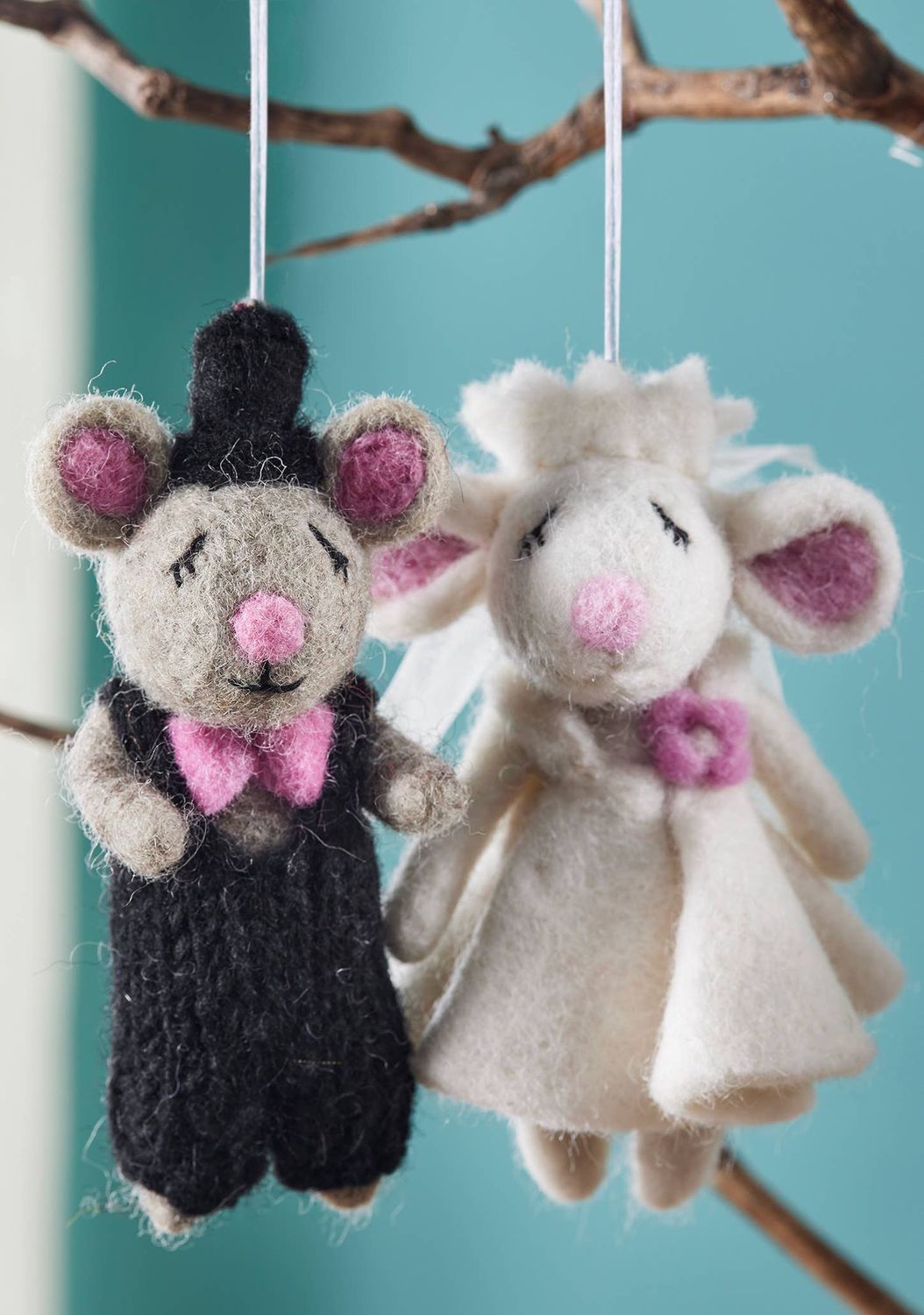 Felt Wedding Mice Decorations