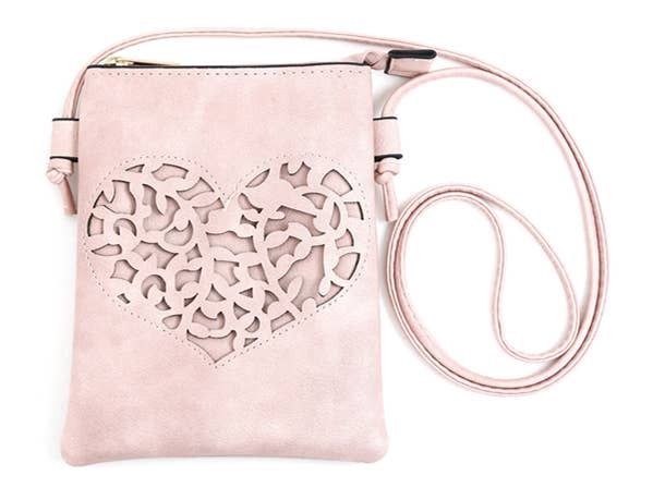 Crossbody Cellphone Bag Heart Pink