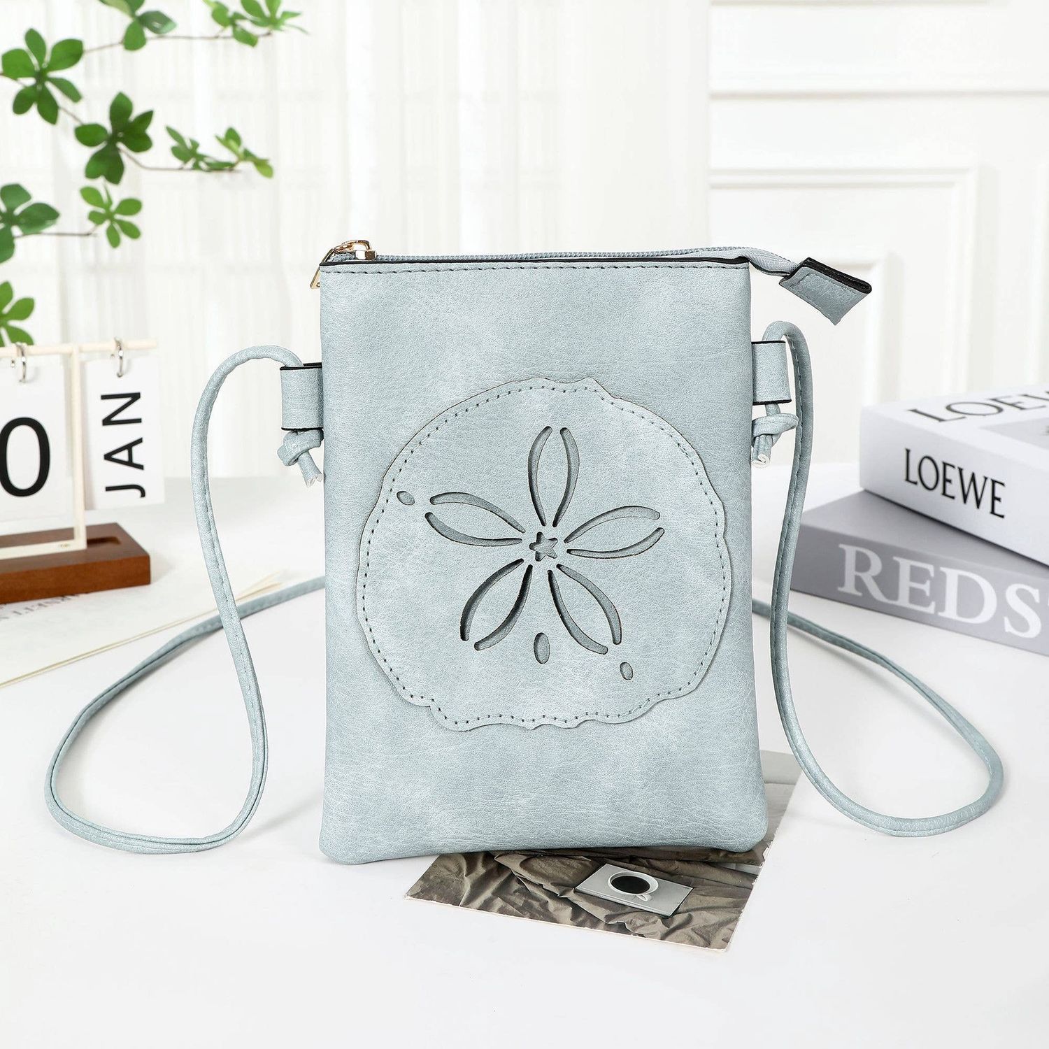 Crossbody Cellphone Bag Sand Dollar Light Blue