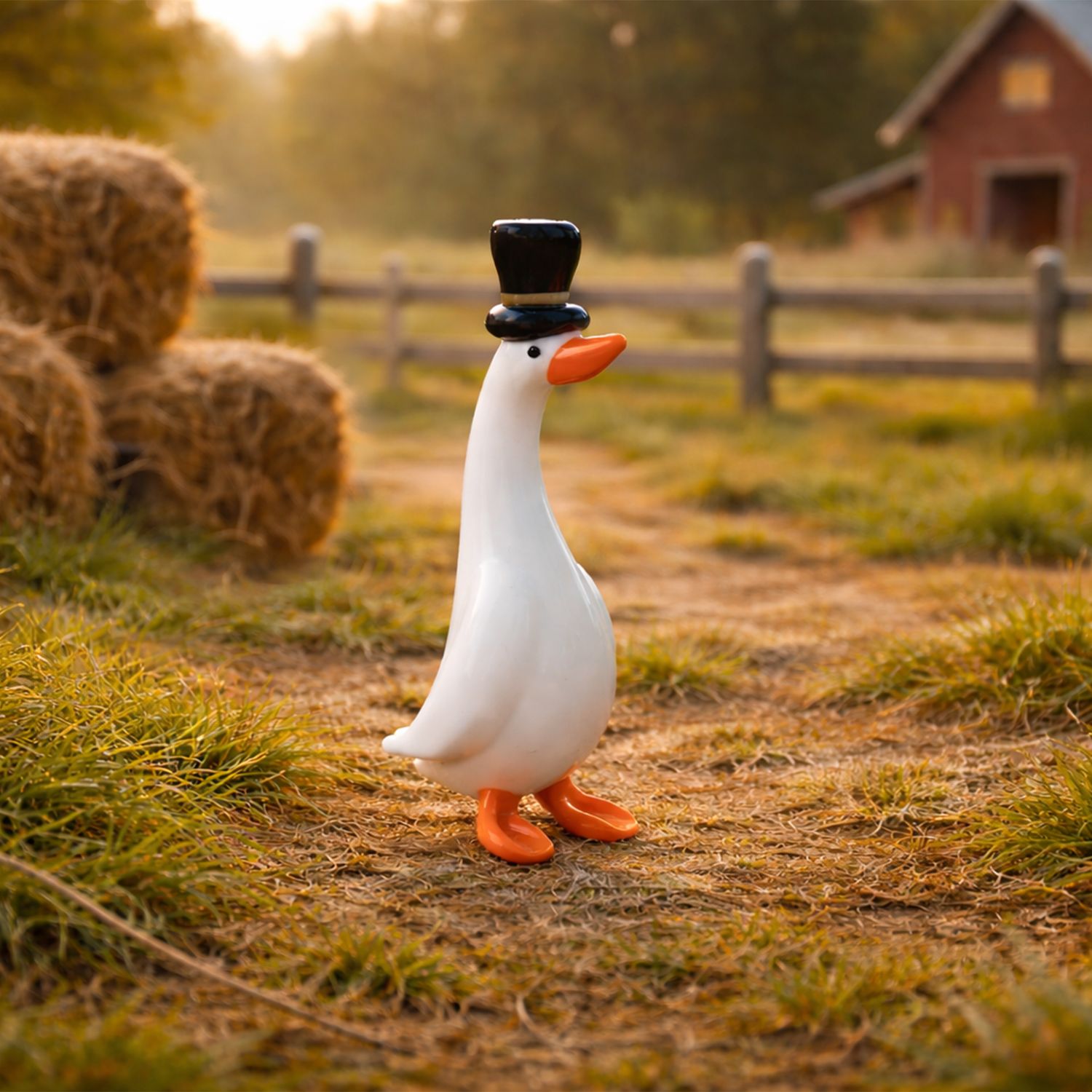 Mini Glass Duck With Top Hat