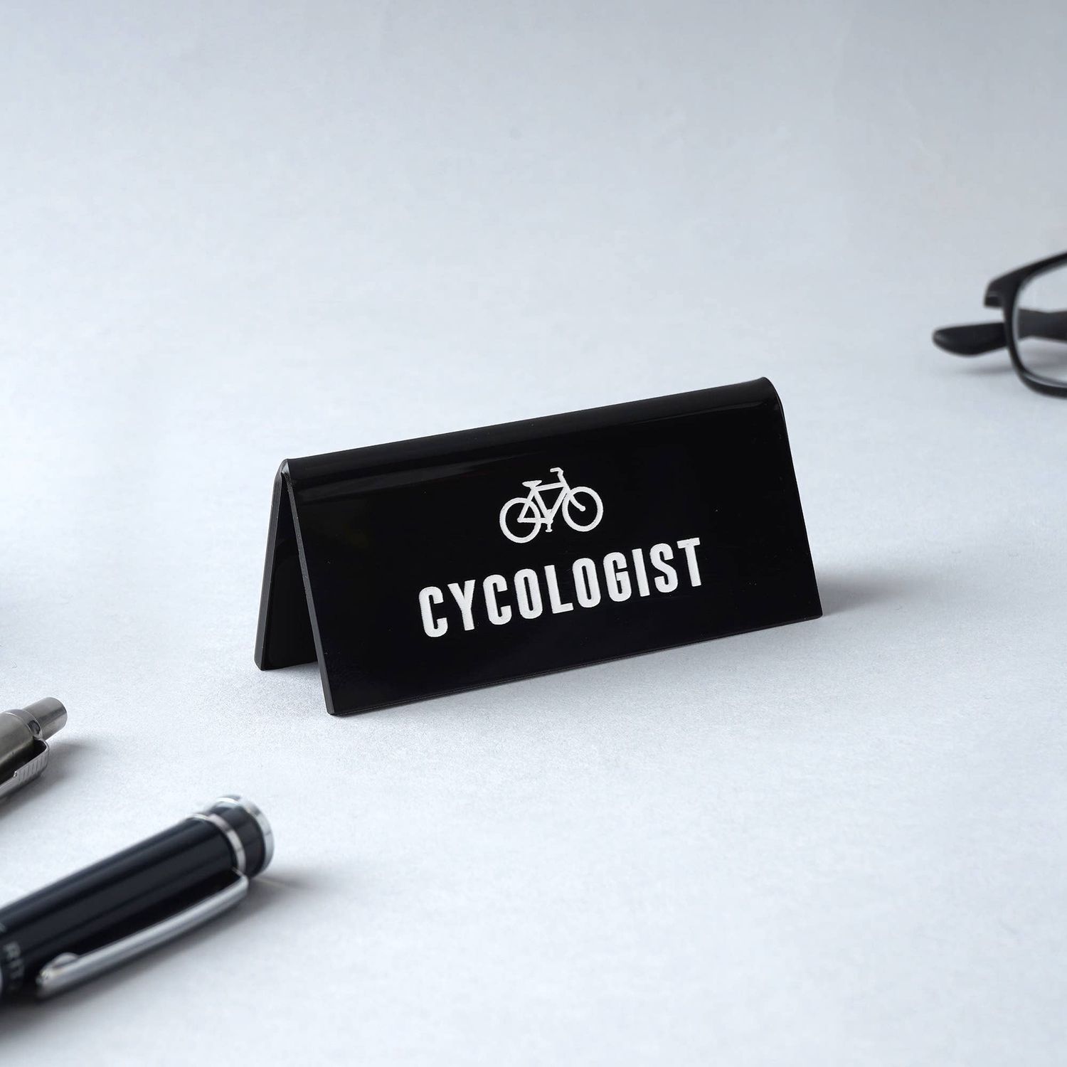 Cycologist Black Desk Sign