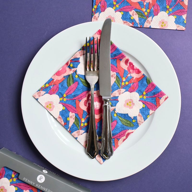 Paper Napkins (20) 3-ply Pink Blue