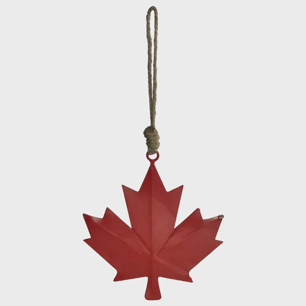 Iron Maple Leaf Ornament 4", STYLE/COLOUR: Red