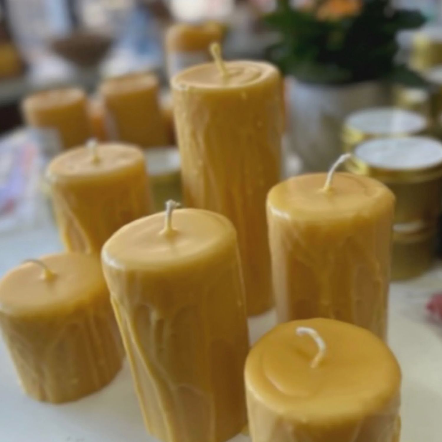 Drip Beeswax pillar candle 3x3