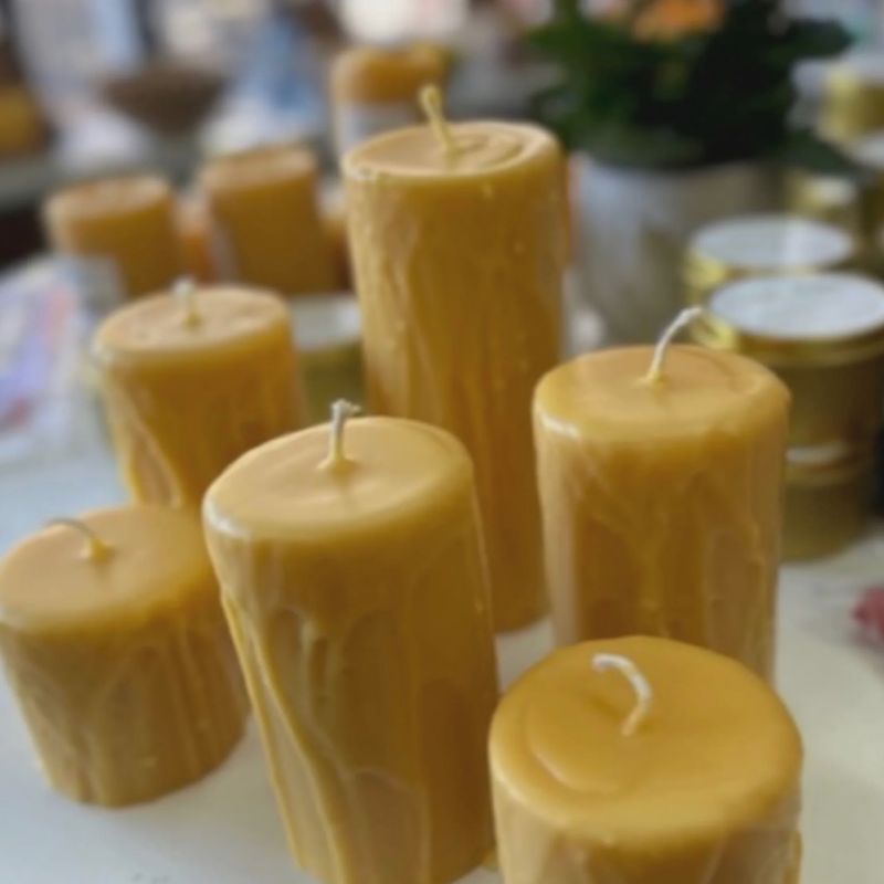 Drip Beeswax pillar candle 3x3