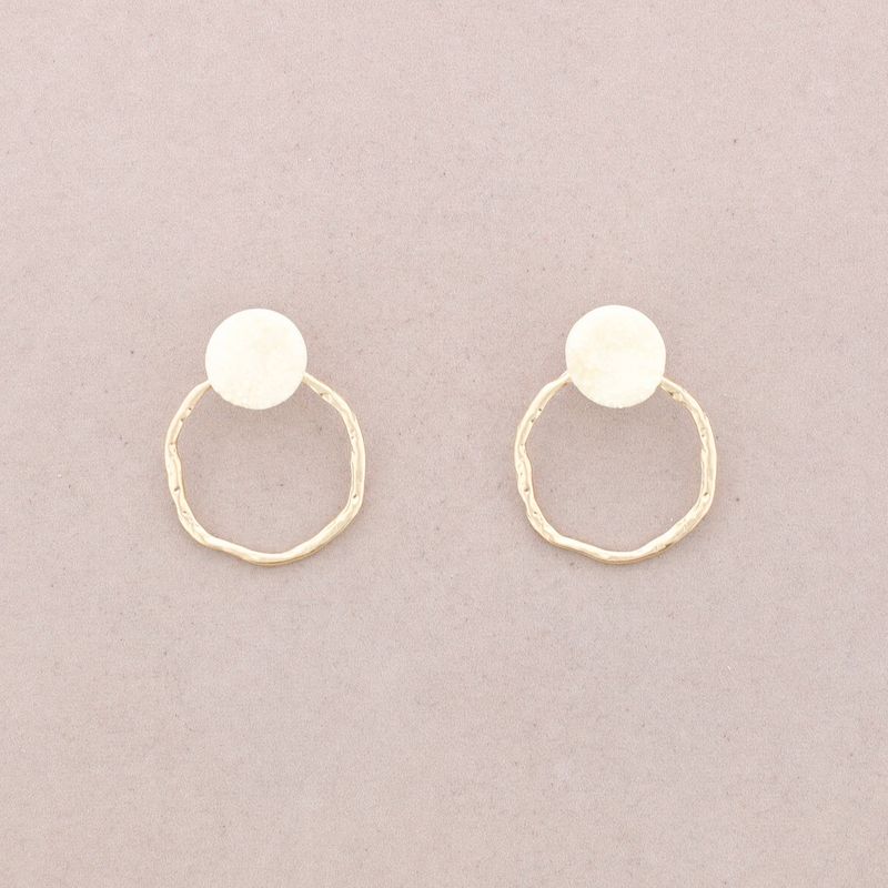 Gold Circle With Resin Rock Earrings