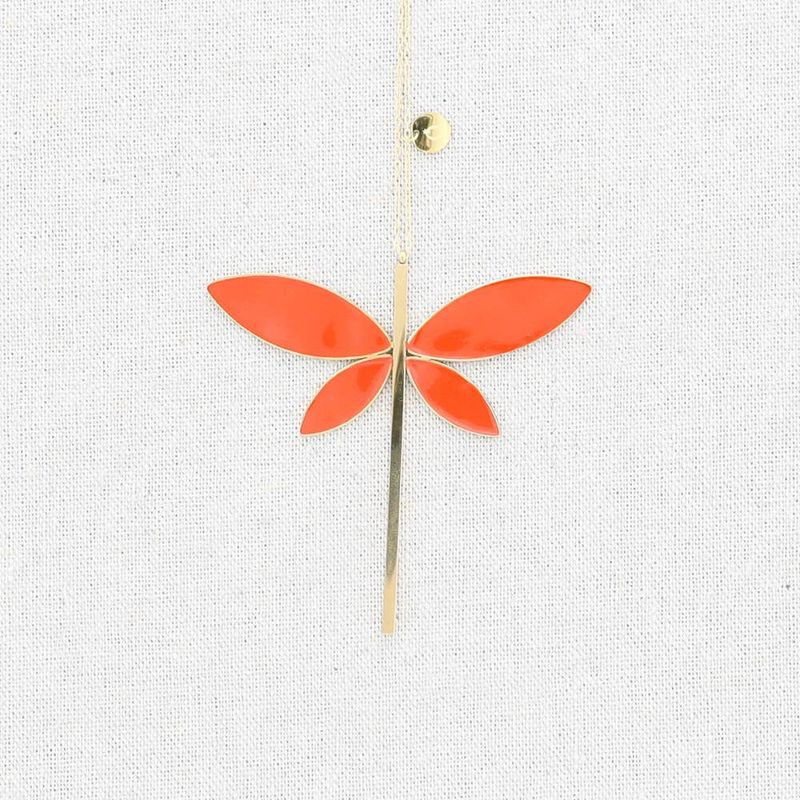 Long Steel Necklace Dragonfly Enamel Pendant