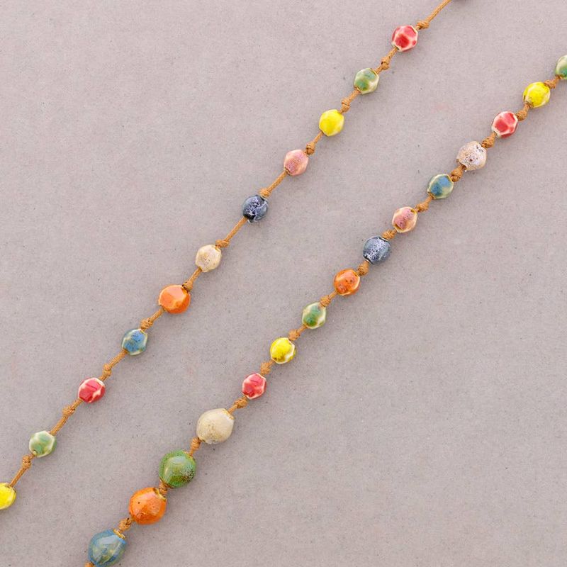 Long Ceramic Bead Necklace