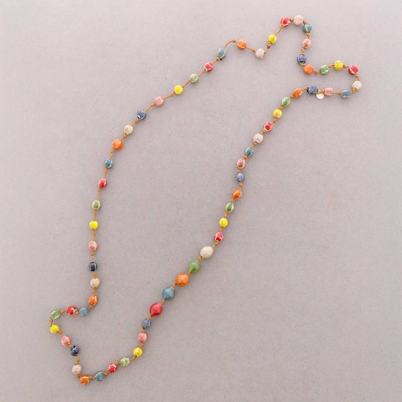 Long Ceramic Bead Necklace