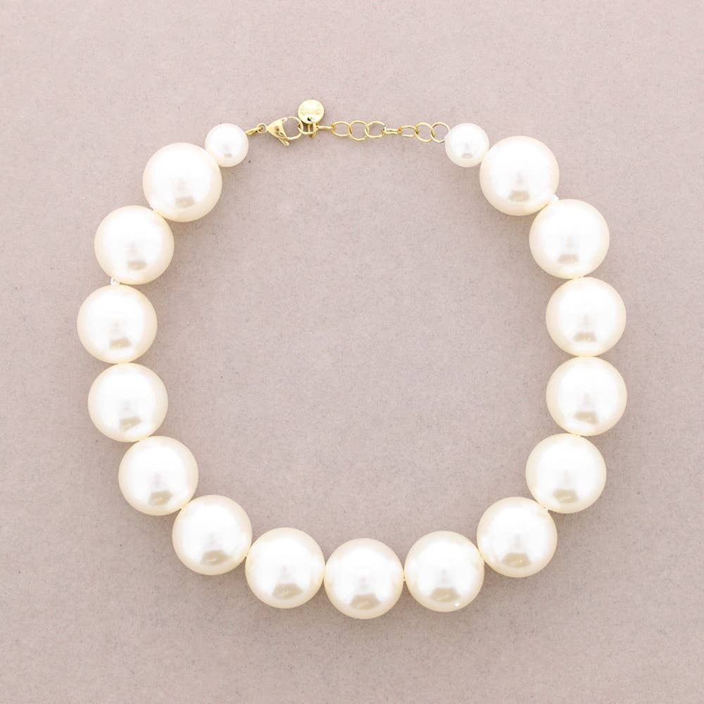 Large Pearl Ball Necklace, Color: Beige