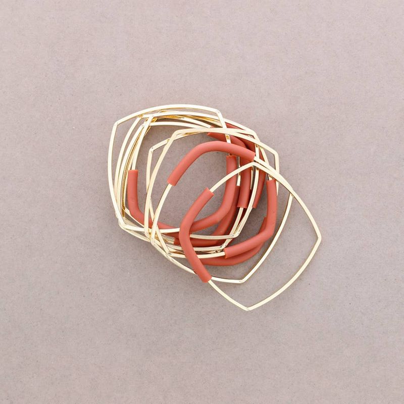 Square Gold Rubber &amp; Metal Bracelet