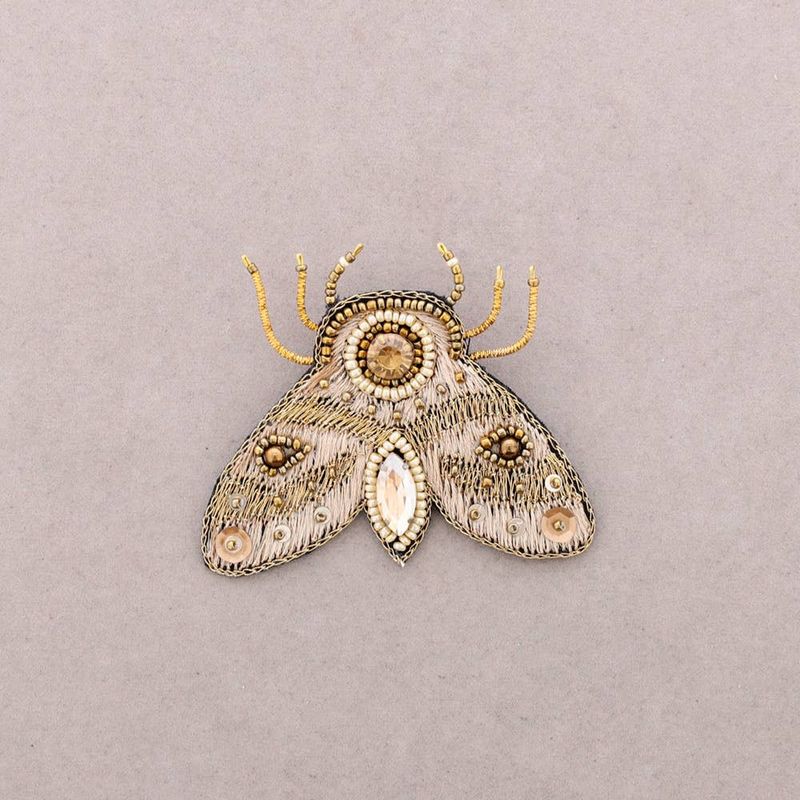 Embroidered Sequin Moth Brooch