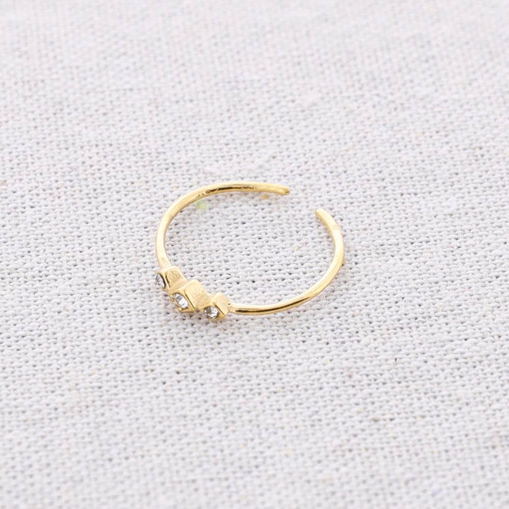 Three Crystal Steel Ring Gold, Color: Blank