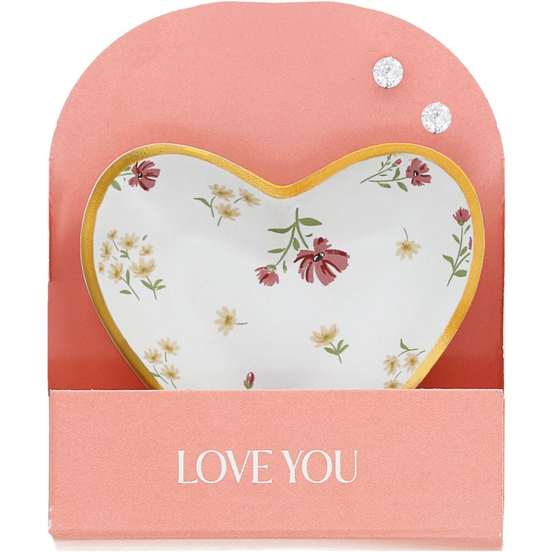 Heart Trinket Dish With Stud Earrings