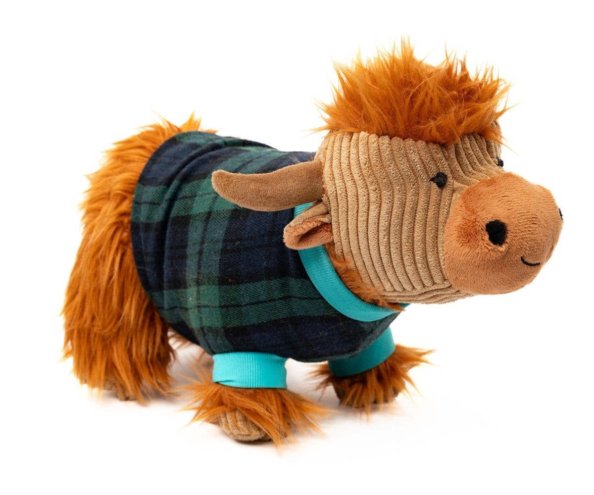 Corduroy Highland Cow Teddy with Tartan Jumper