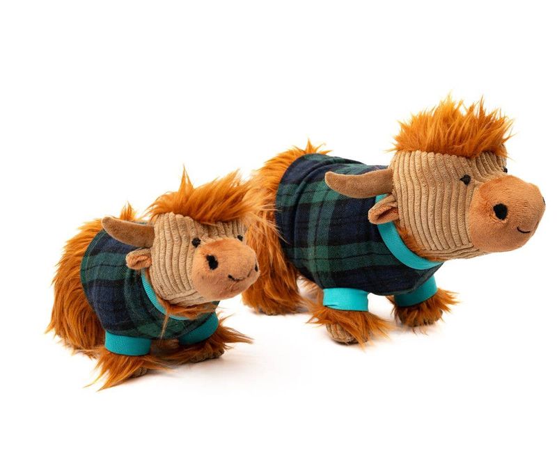 Corduroy Highland Cow Teddy with Tartan Jumper