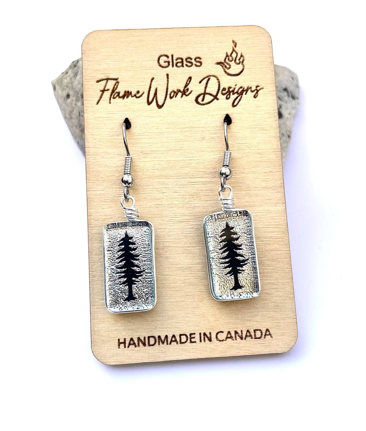Dichroic Glass Earrings - Tree Earrings - Sitka Earrings