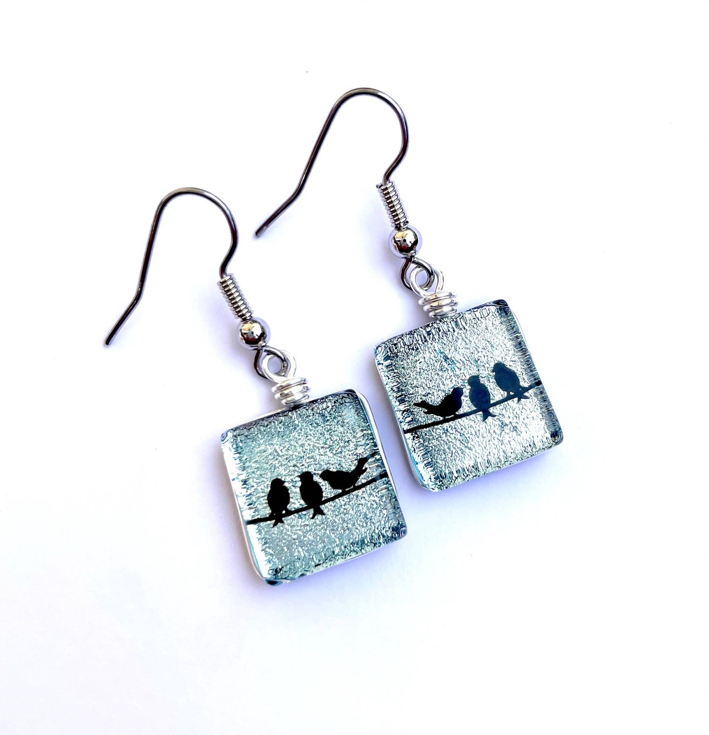Dichroic Glass Earrings - Three Little Birds