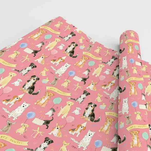 Almeida Illustrations Gift Wrap Dog Pawty