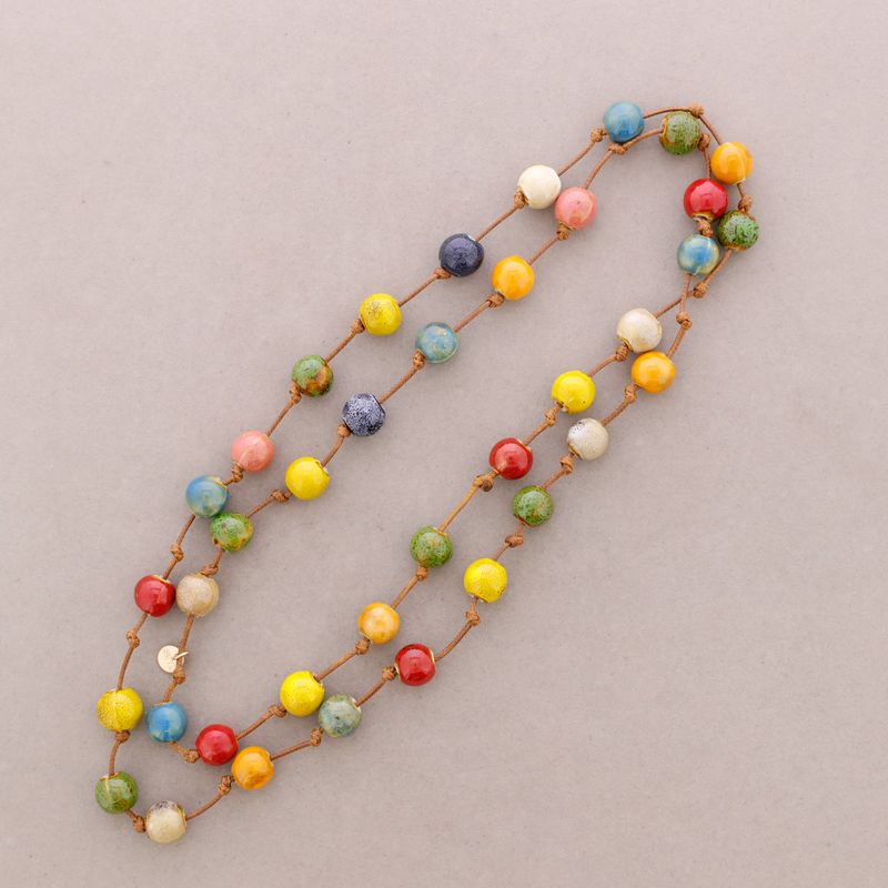 Long Necklace Ceramic Beads