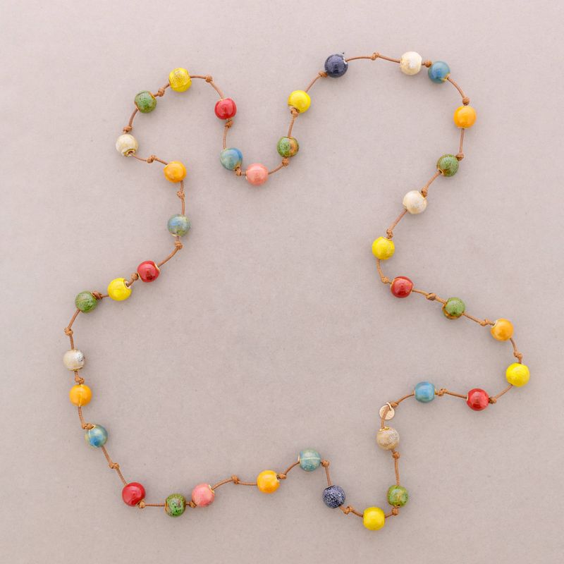 Long Necklace Ceramic Beads