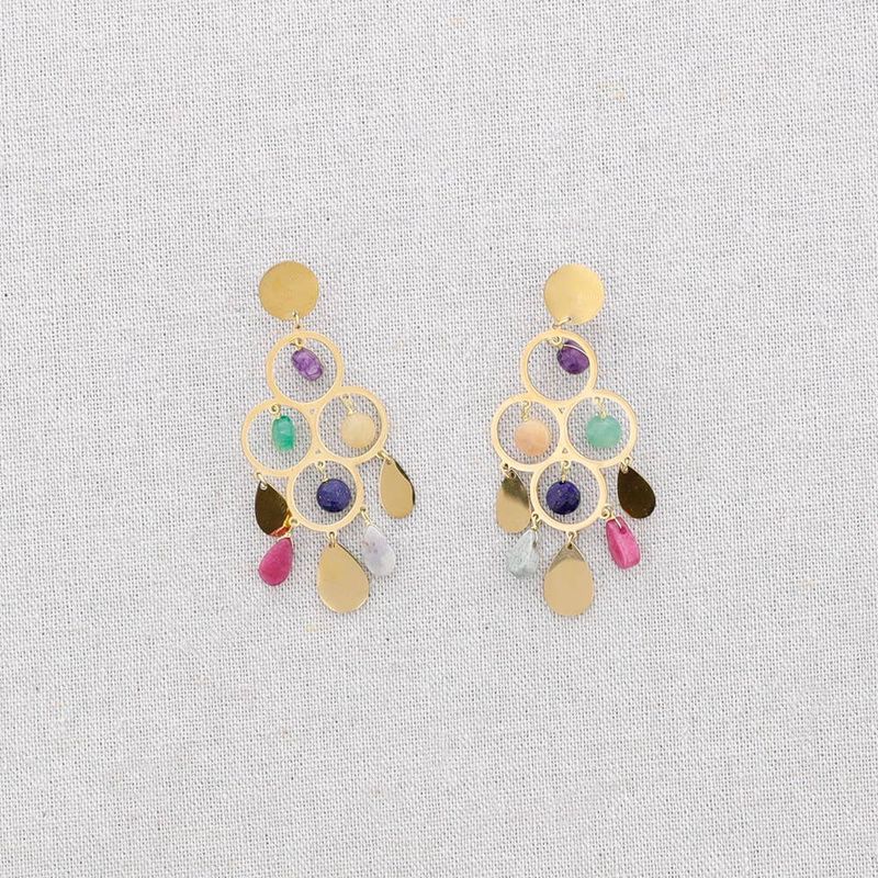 Stones Drops Steel Earrings