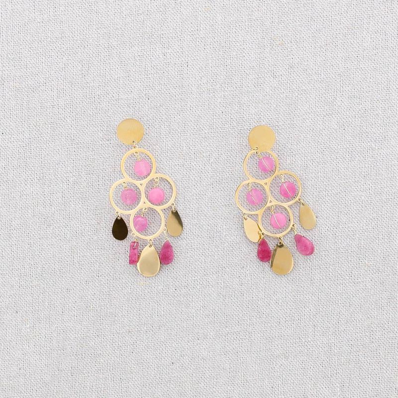 Stones Drops Steel Earrings