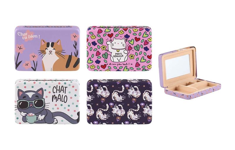 Portable Jewelry Case Cats Assorted