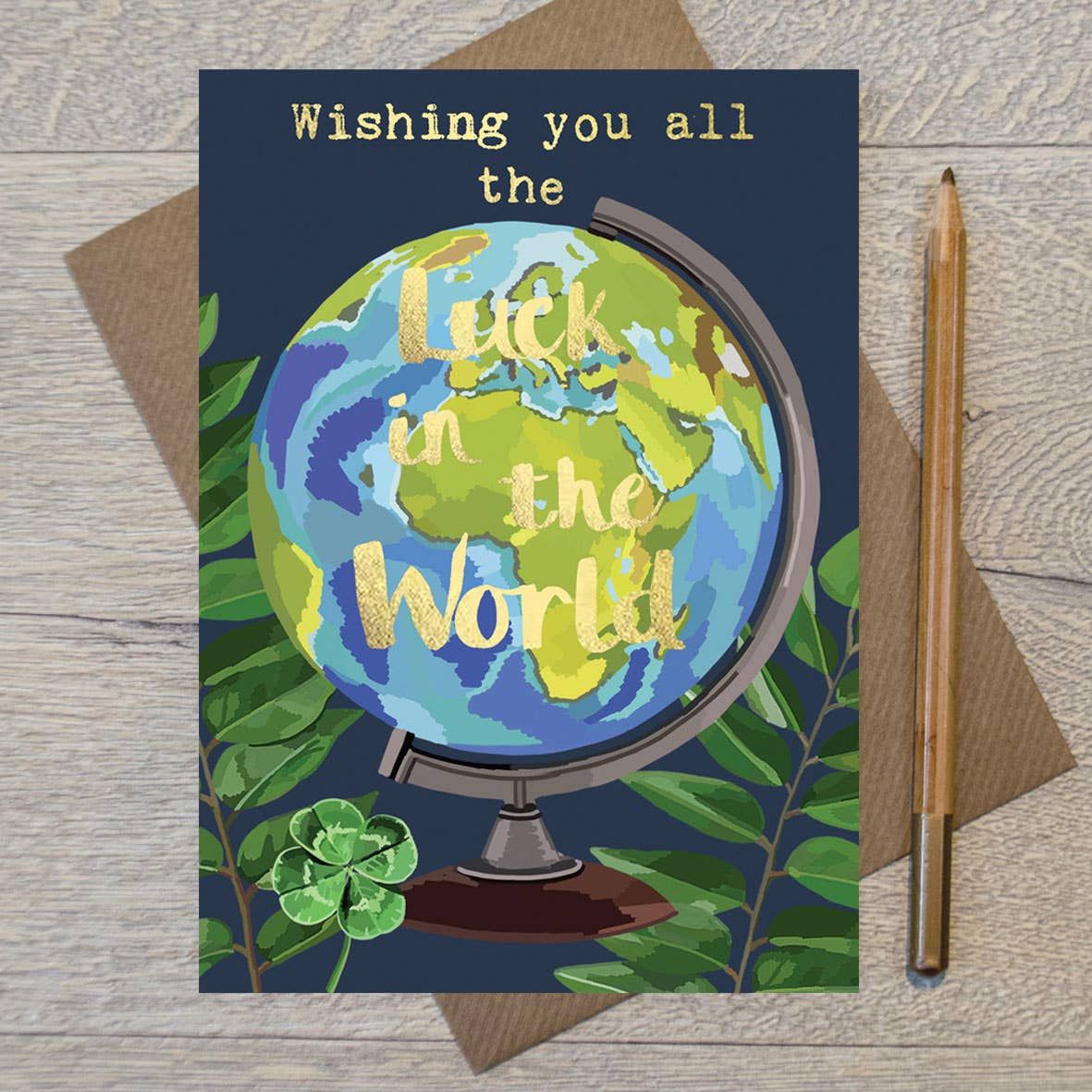 Wishing You All The Luck In The World Gold Foiled Best Wishes Card