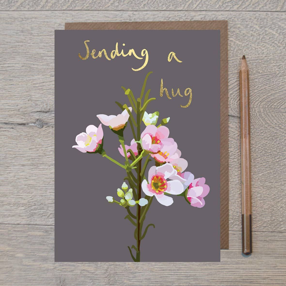 Sending a Hug Wax Flower Greeting Card