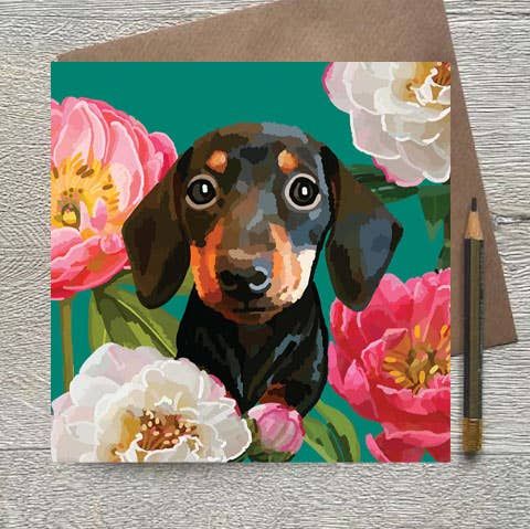Dachshund In Flowers Greeting Card
